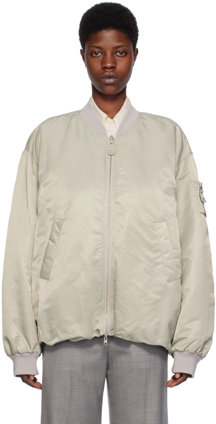Low Classic Taupe Reversible Bomber Jacket In Light Khaki