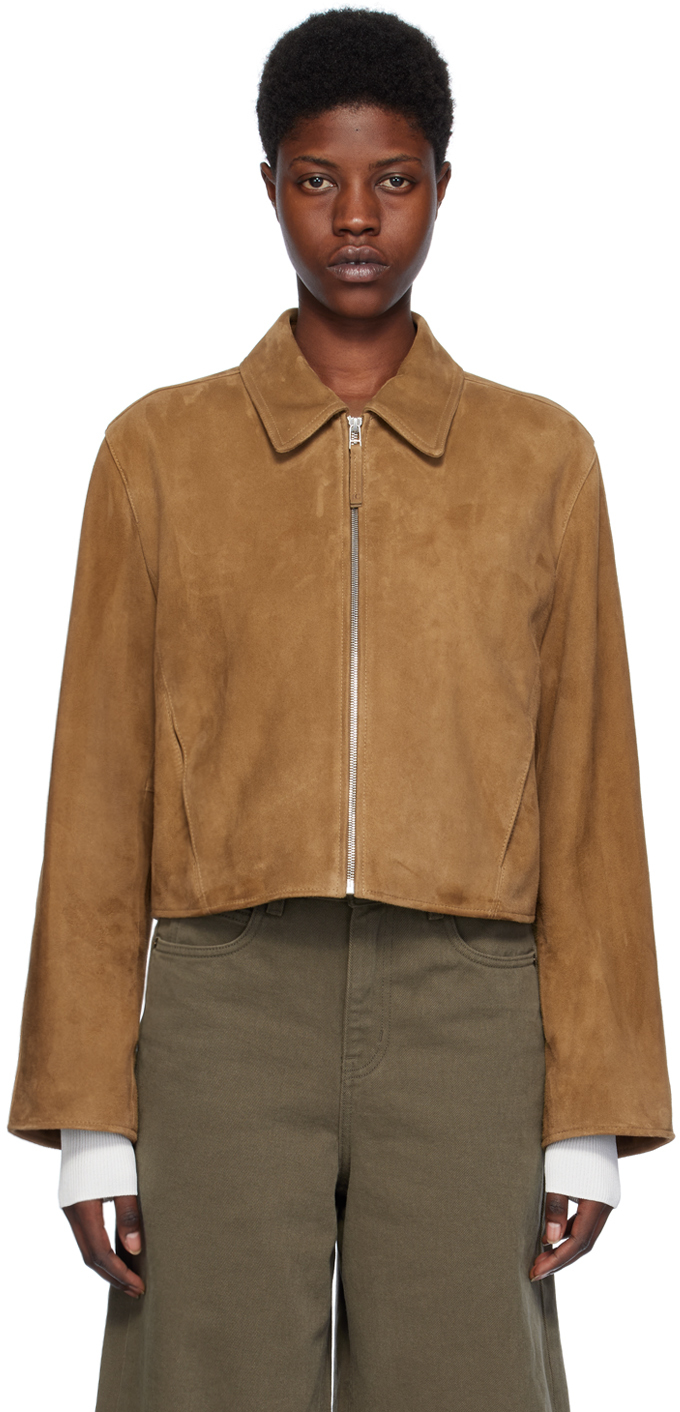 Low Classic Tan Paneled Suede Jacket In Camel