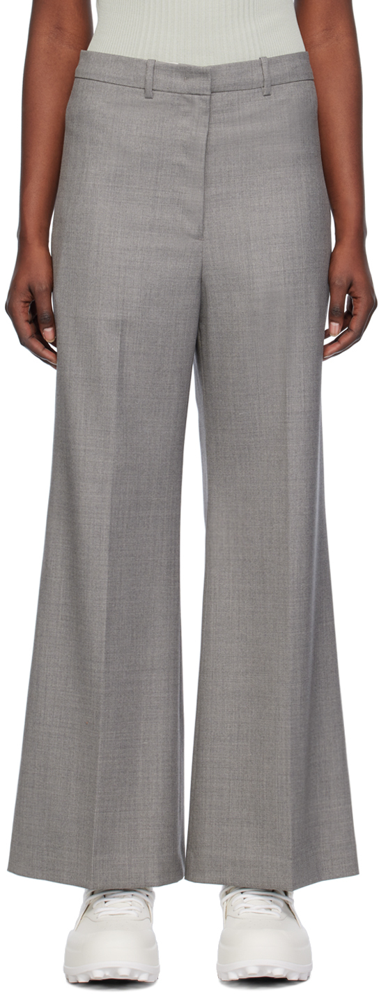 Shop Low Classic Gray Wide-leg Trousers In Melange Grey