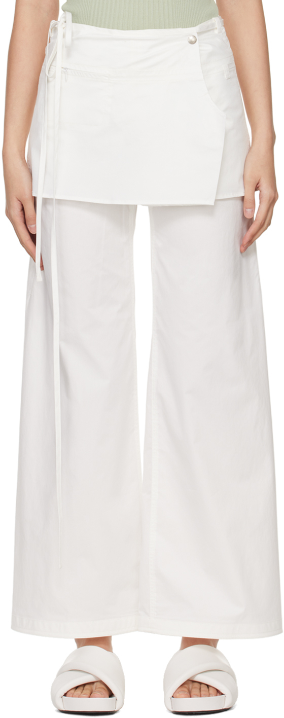 Low Classic White Layered Trousers