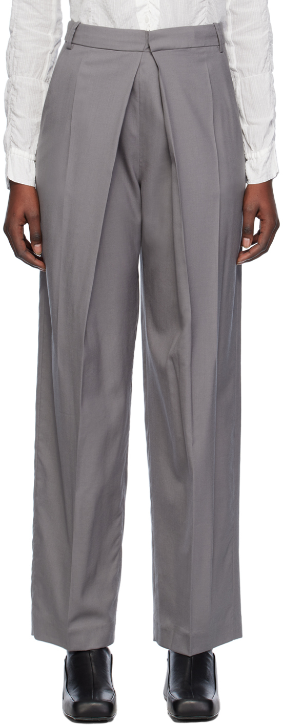 Low Classic Gray Wide-leg Trousers In Grey