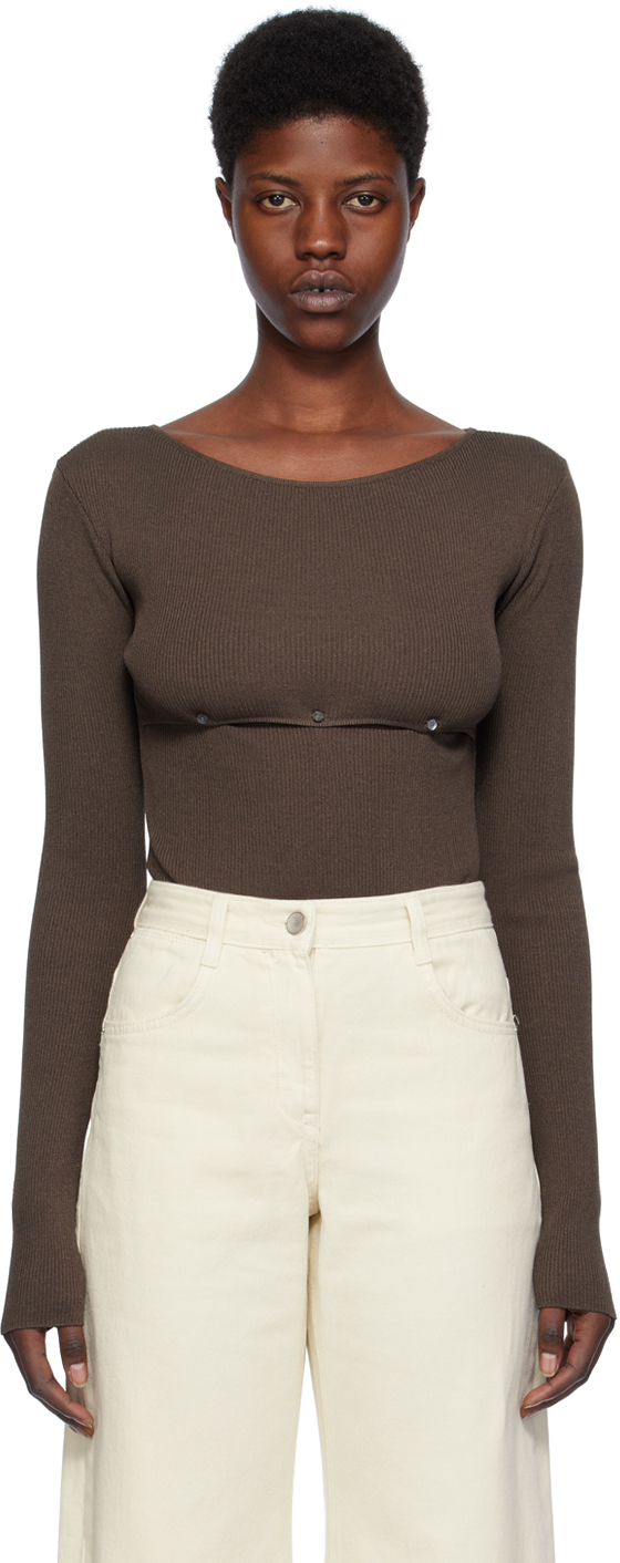 Low Classic Brown Cutout Sweater