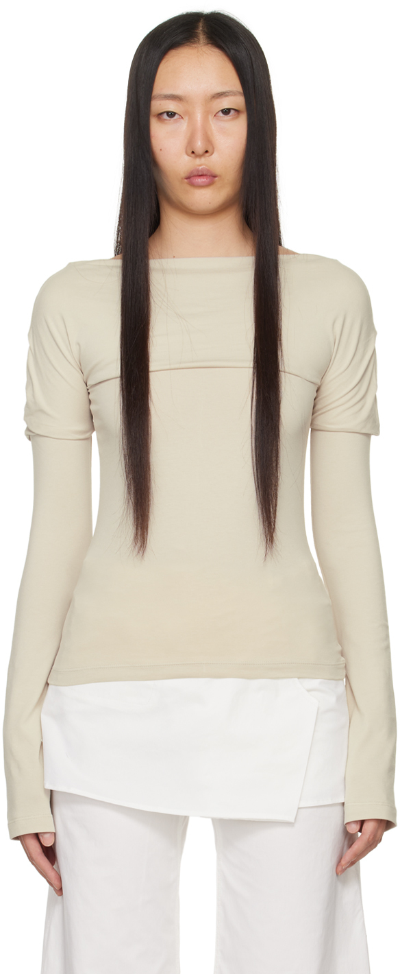 Low Classic Beige Overlay Long Sleeve T-shirt