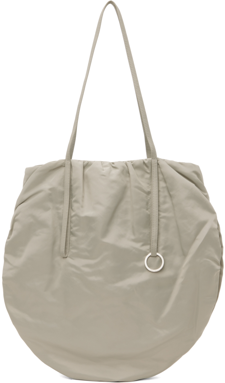 Low Classic Gray Shirring String Bag In Silver