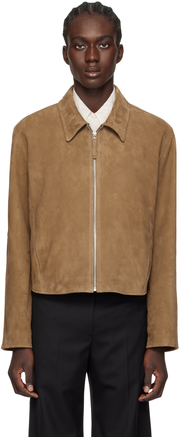 Low Classic Tan Paneled Leather Jacket In Camel