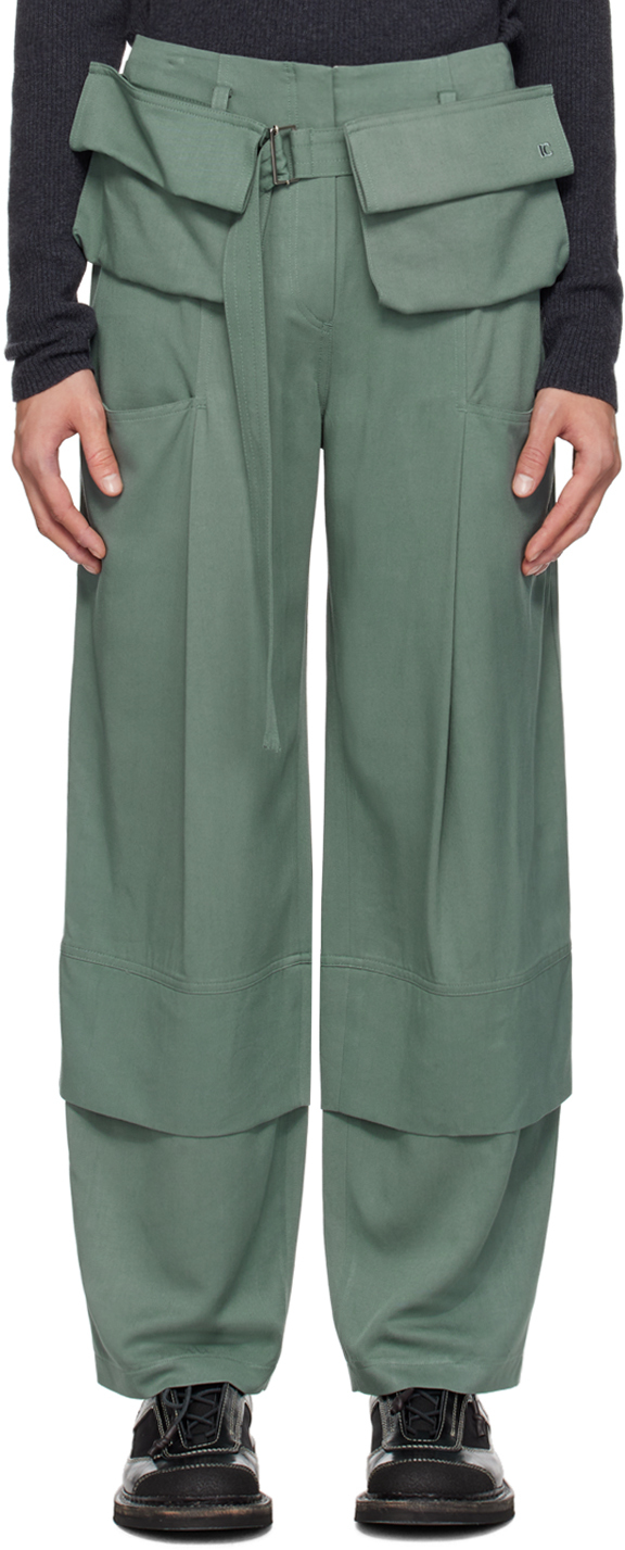 Low Classic Green Belted Cargo Trousers