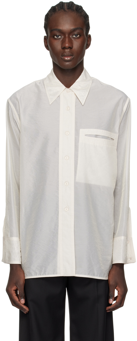 Low Classic Off-white See-through Stitch Shirt In Ivory