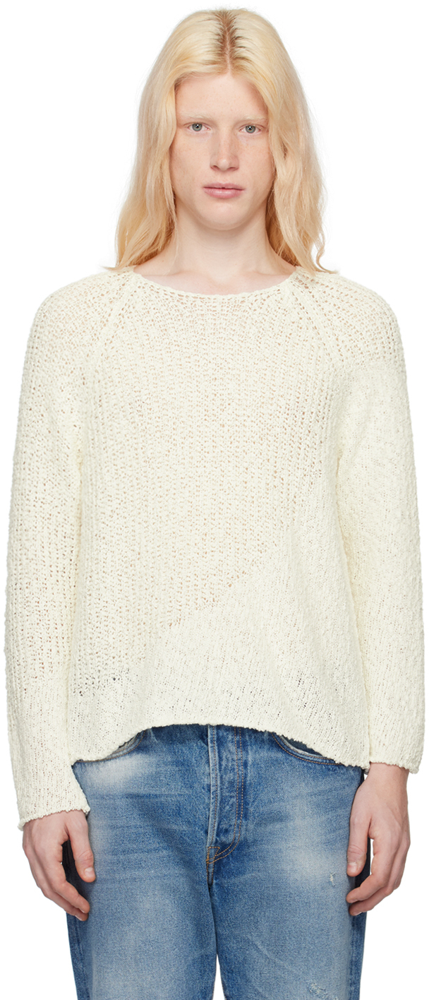 Low Classic White Raglan Sleeve Sweater In Ivory