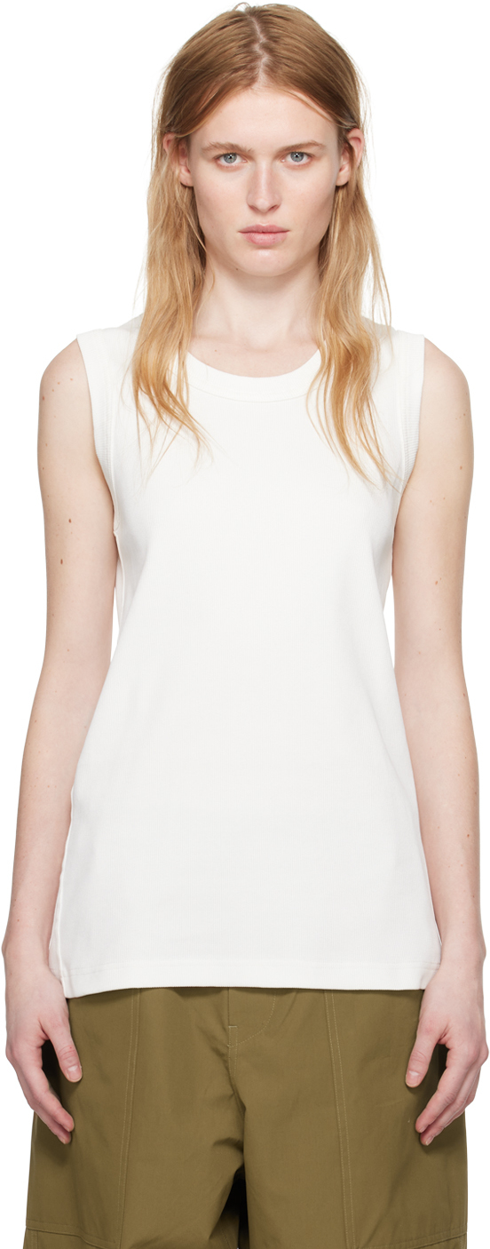 Shop Sofie D'hoore White Ribbed Tank Top In Off White