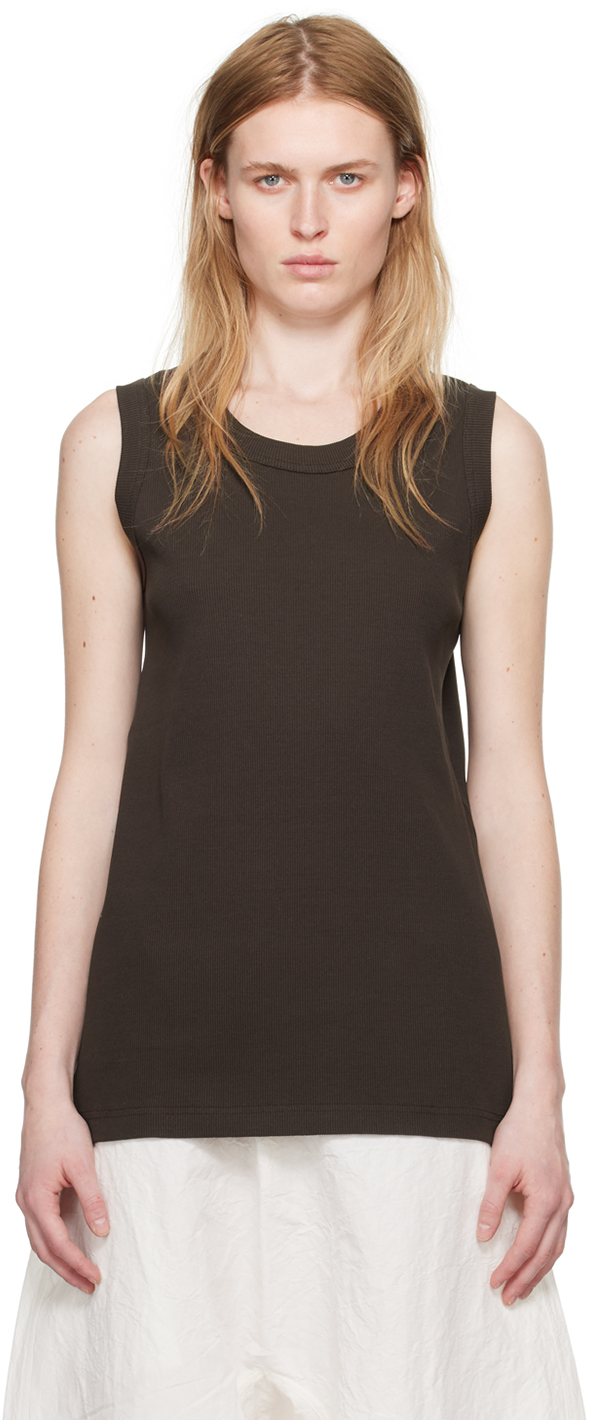 Shop Sofie D'hoore Brown Ribbed Tank Top In Cacao