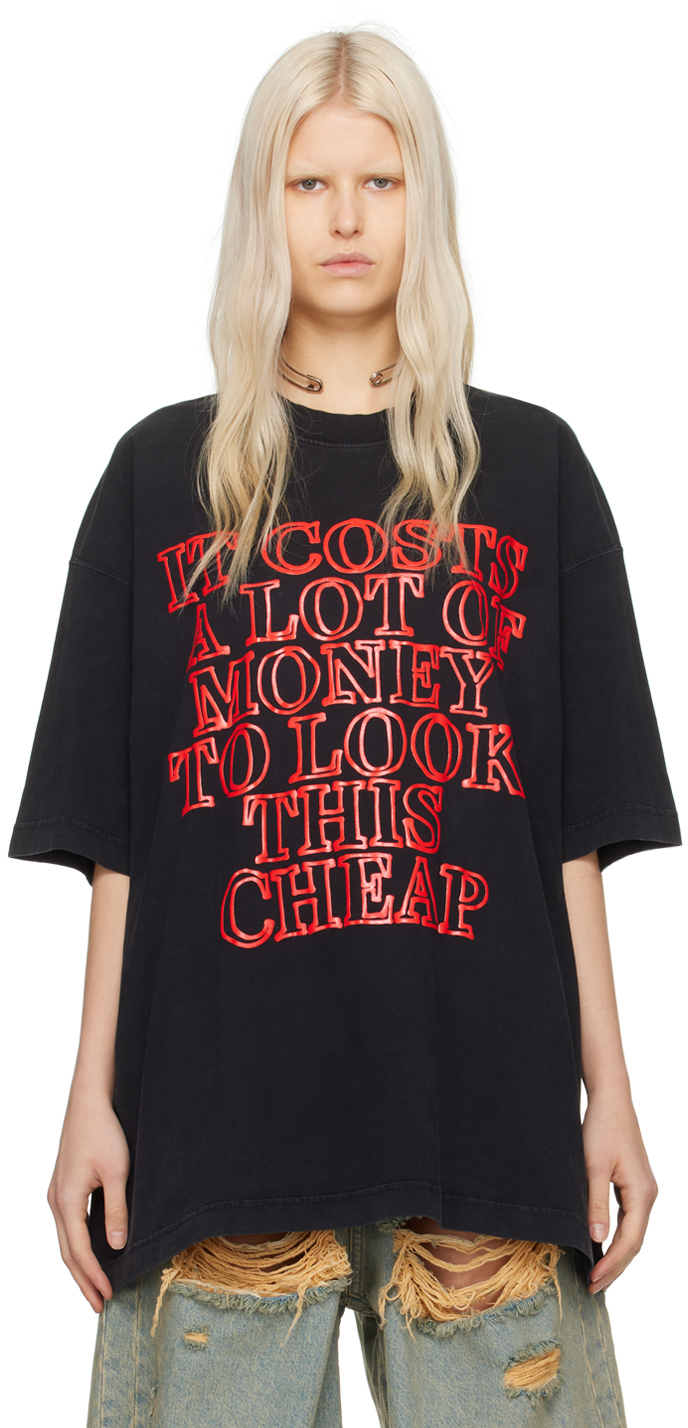 Vetements Black Very Expensive T-shirt In Washed Black