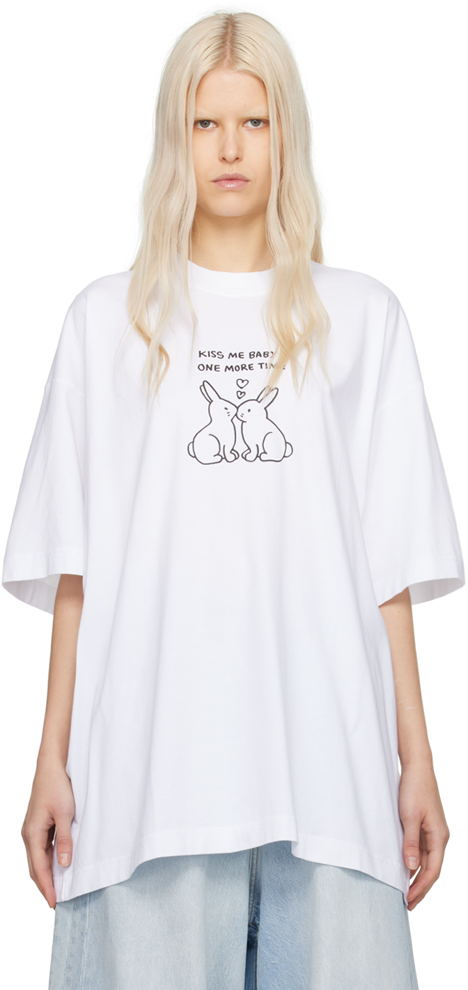 Shop Vetements White Kissing Bunnies T-shirt