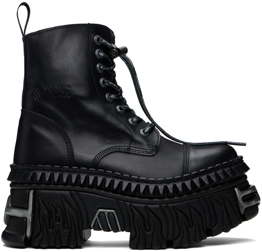 Shop Vetements Black New Rock Edition Combat Boots