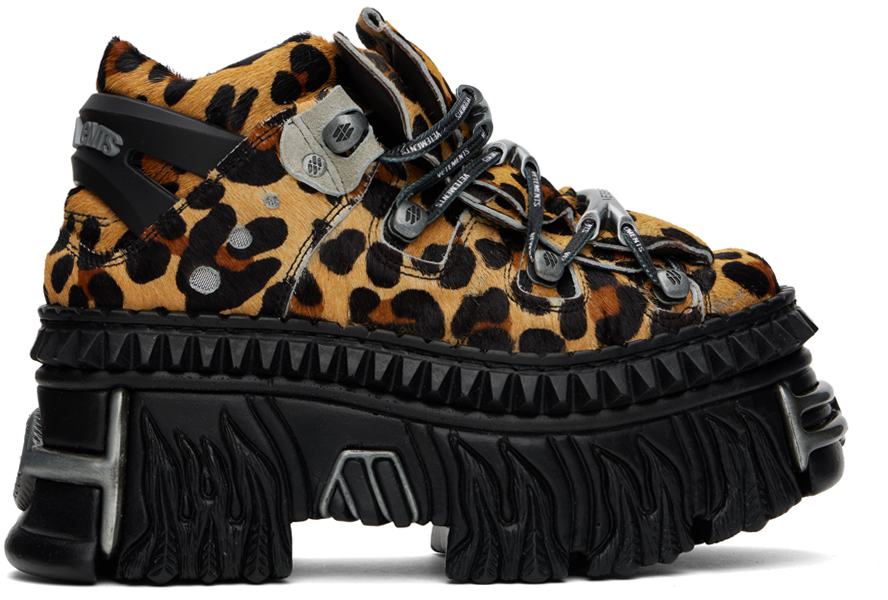 Shop Vetements Tan New Rock Edition Platform Sneakers In Leopard