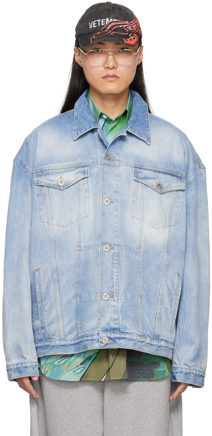 Blue Embossed Denim Jacket