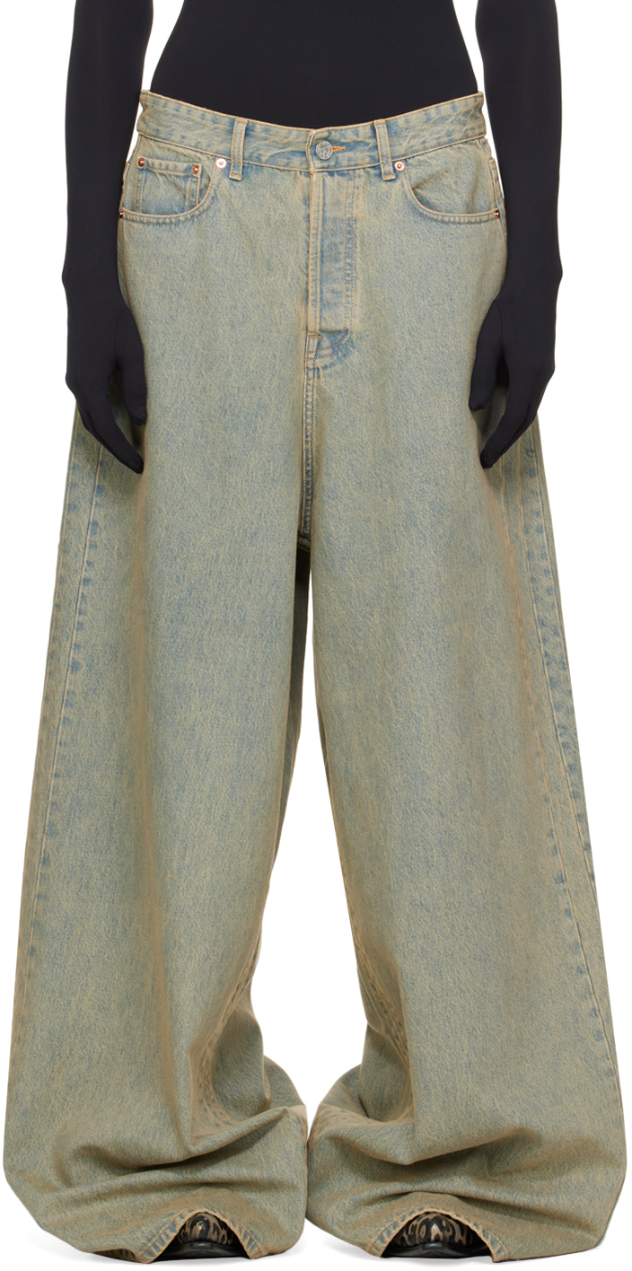 Shop Vetements Blue Big Shape Jeans In Y2k Blue Sand