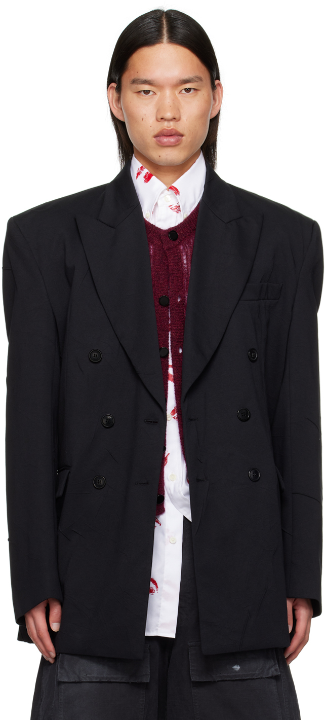 Black Peaked Lapel Blazer