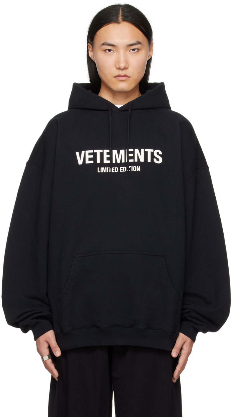 Shop Vetements Black 'limited Edition' Hoodie In Black / White