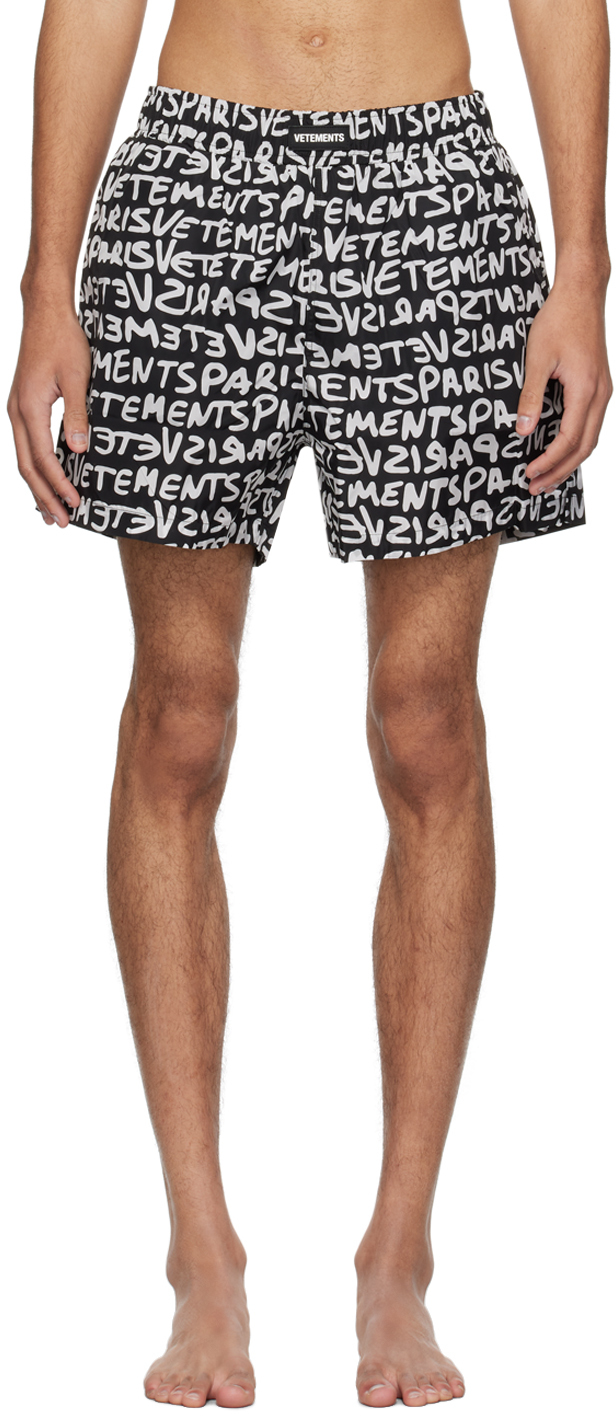 Black Printed Swim Shorts