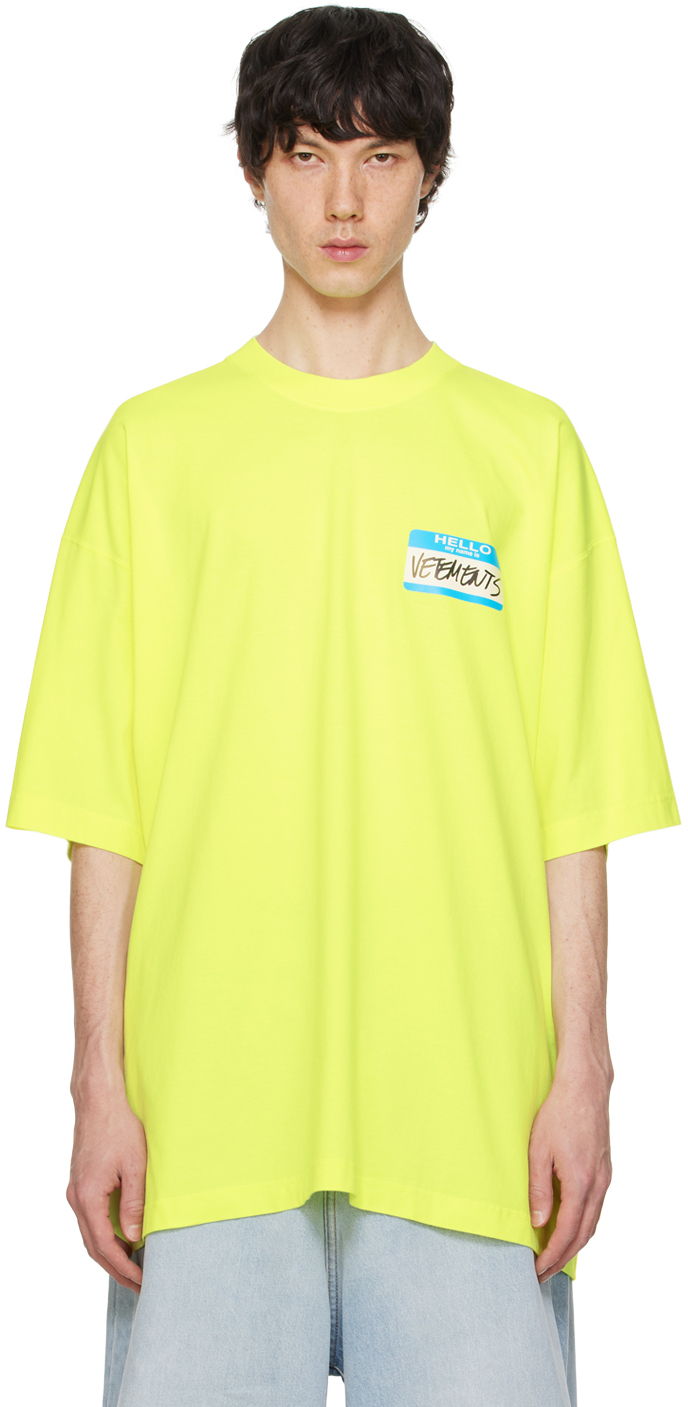 Vetements Yellow 'my Name Is ' T-shirt In Neon Yellow