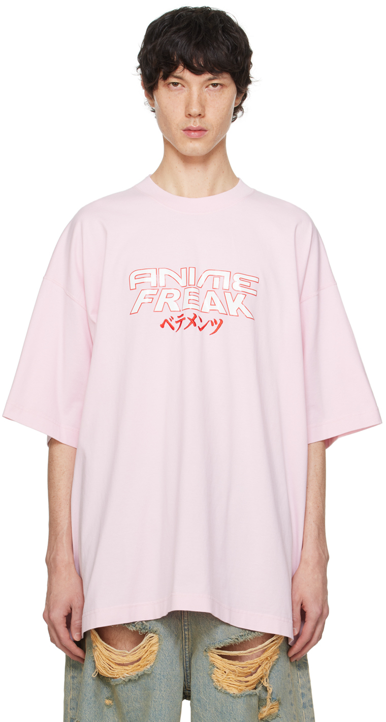 Vetements Pink 'anime Freak' T-shirt In Baby Pink