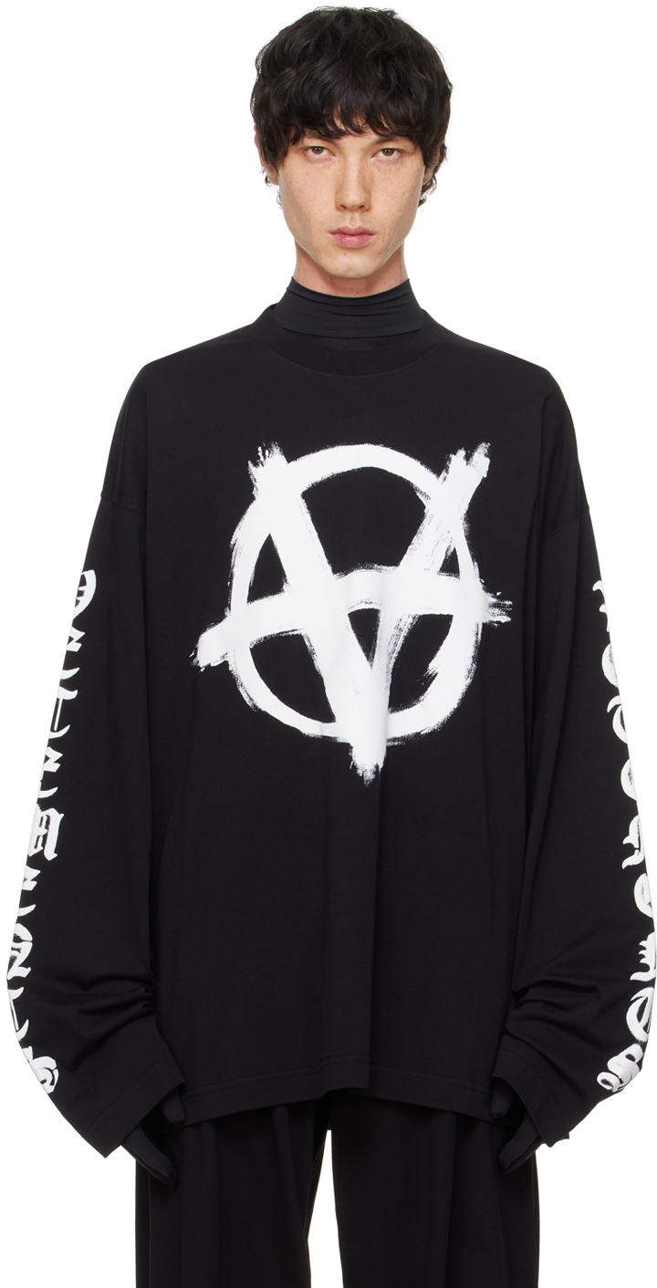 Black Double Anarchy Long Sleeve T-Shirt