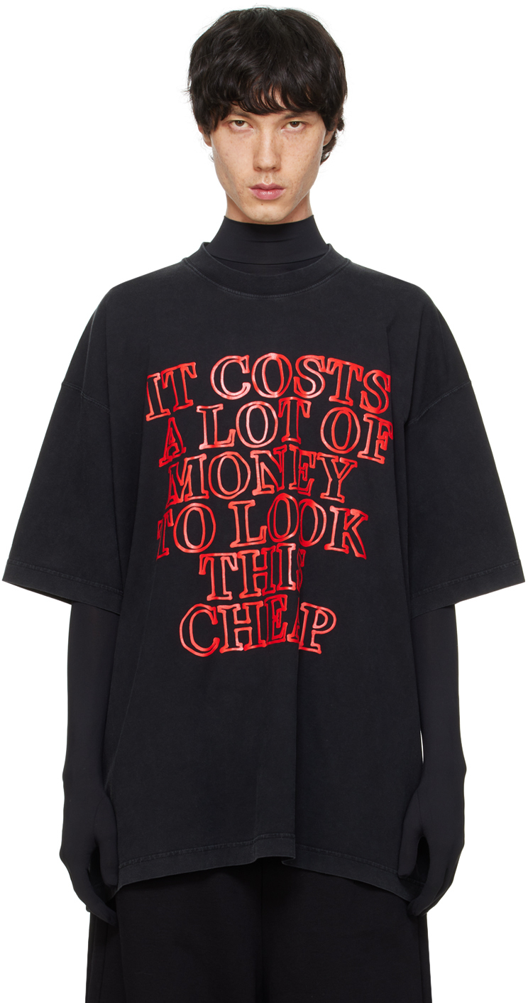 Shop Vetements Black Very Expensive T-shirt In Washed Black