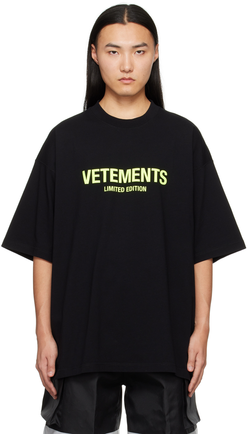 Vetements Black 'limited Edition' T-shirt In Black / Yellow