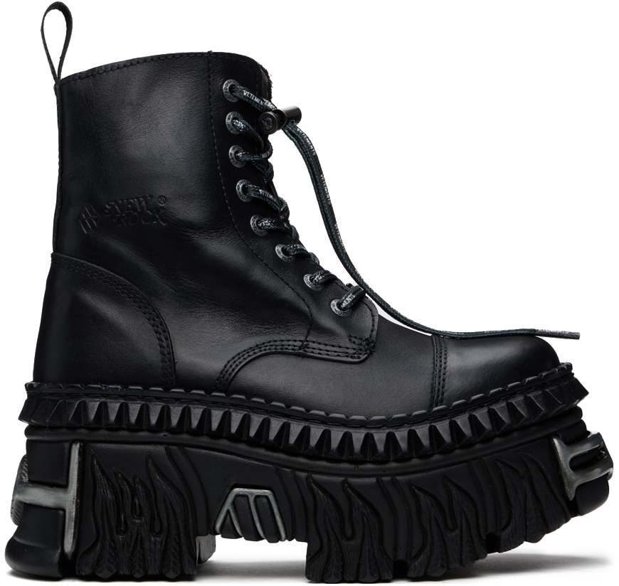 Shop Vetements Black New Rock Edition Combat Boots
