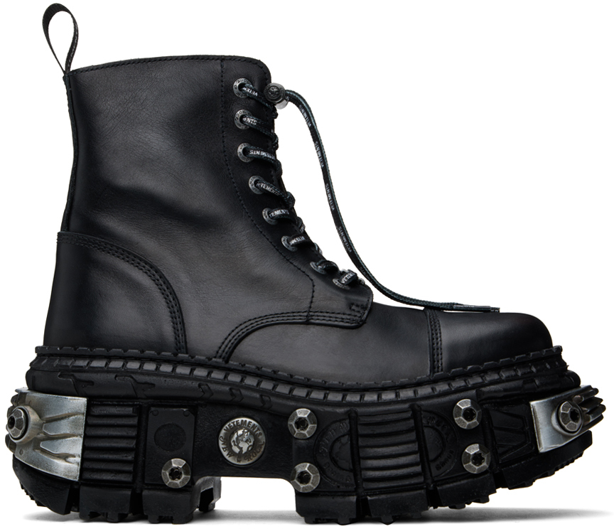 Shop Vetements Black New Rock Edition Destroyer Boots