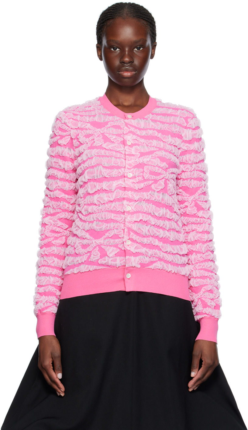 Comme des Garçons Girl: Pink Ruched Cardigan | SSENSE