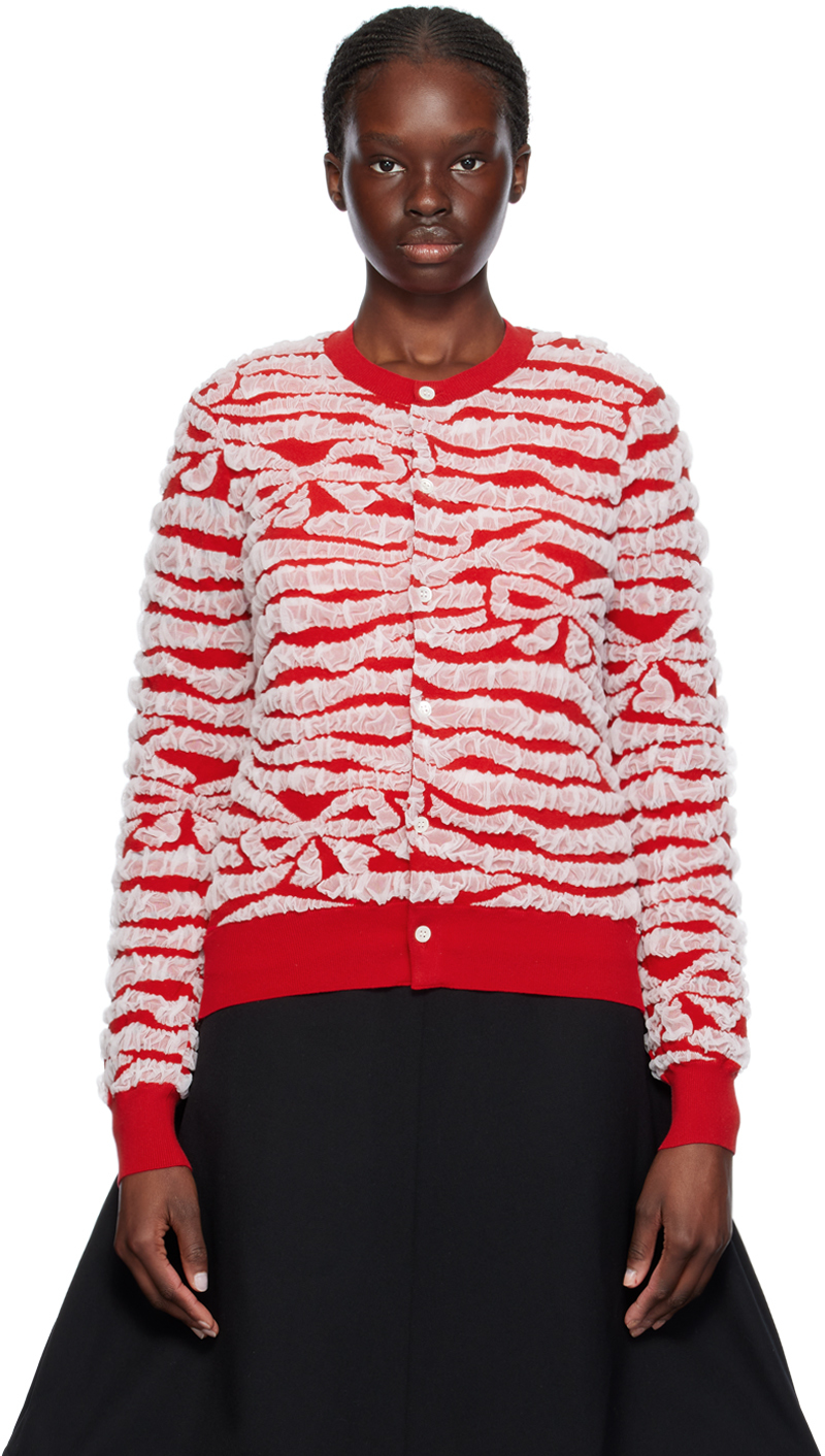 Shop Comme Des Garcons Girl Red Ruched Cardigan In 1 Red