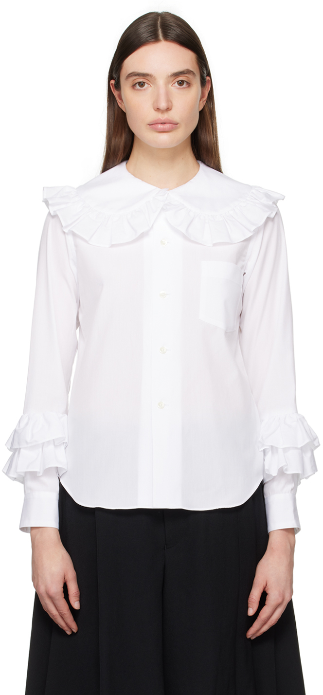 Shop Comme Des Garcons Girl White Peter Pan Collar Shirt In 1 White