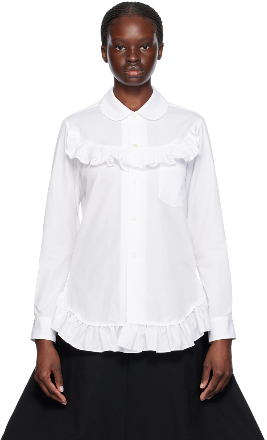 Comme des Garçons Girl: White Ruffled Shirt | SSENSE