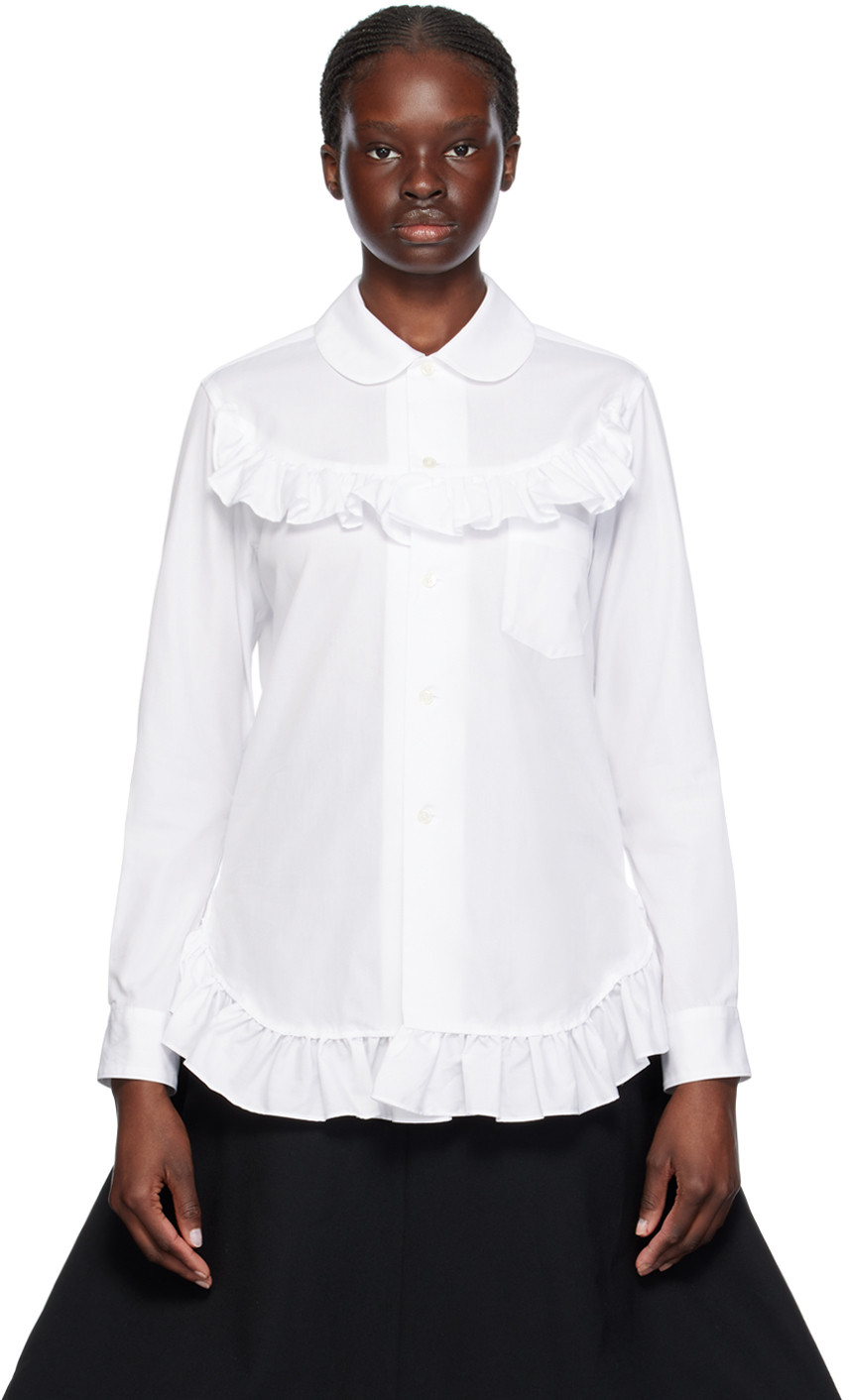 Shop Comme Des Garcons Girl White Ruffled Shirt In 1 White