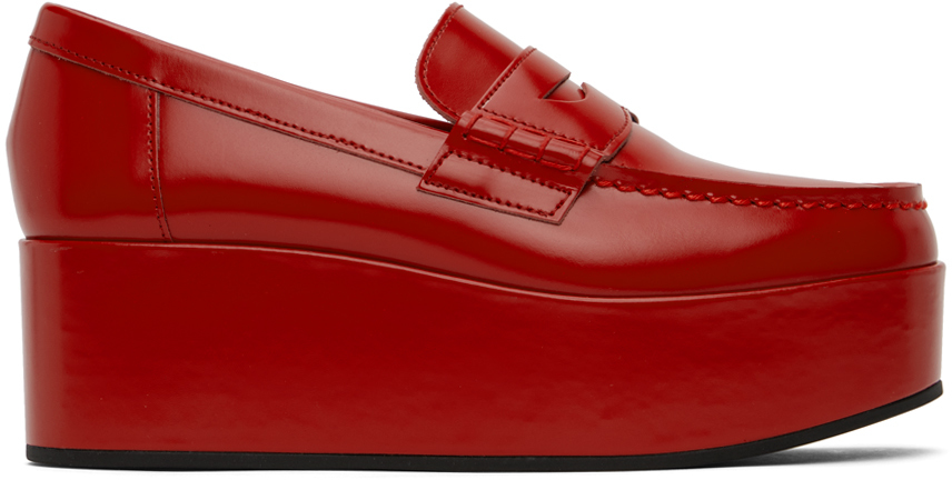 Shop Comme Des Garcons Girl Red Platform Loafers In 2 Red