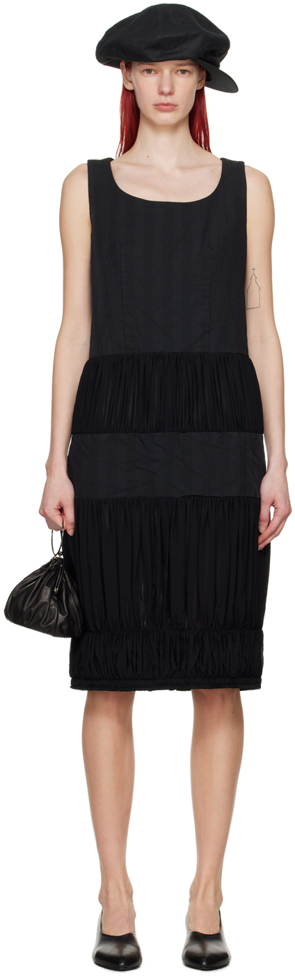 Black Ruched Midi Dress by Comme des Garçons Comme des