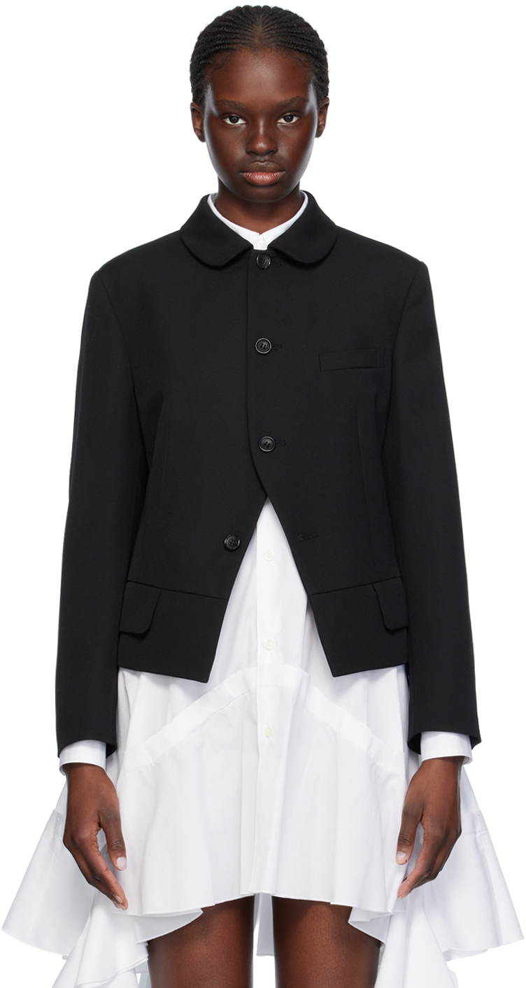 Shop Comme Des Garçons Comme Des Garçons Black Peter Pan Collar Jacket In 1 Black