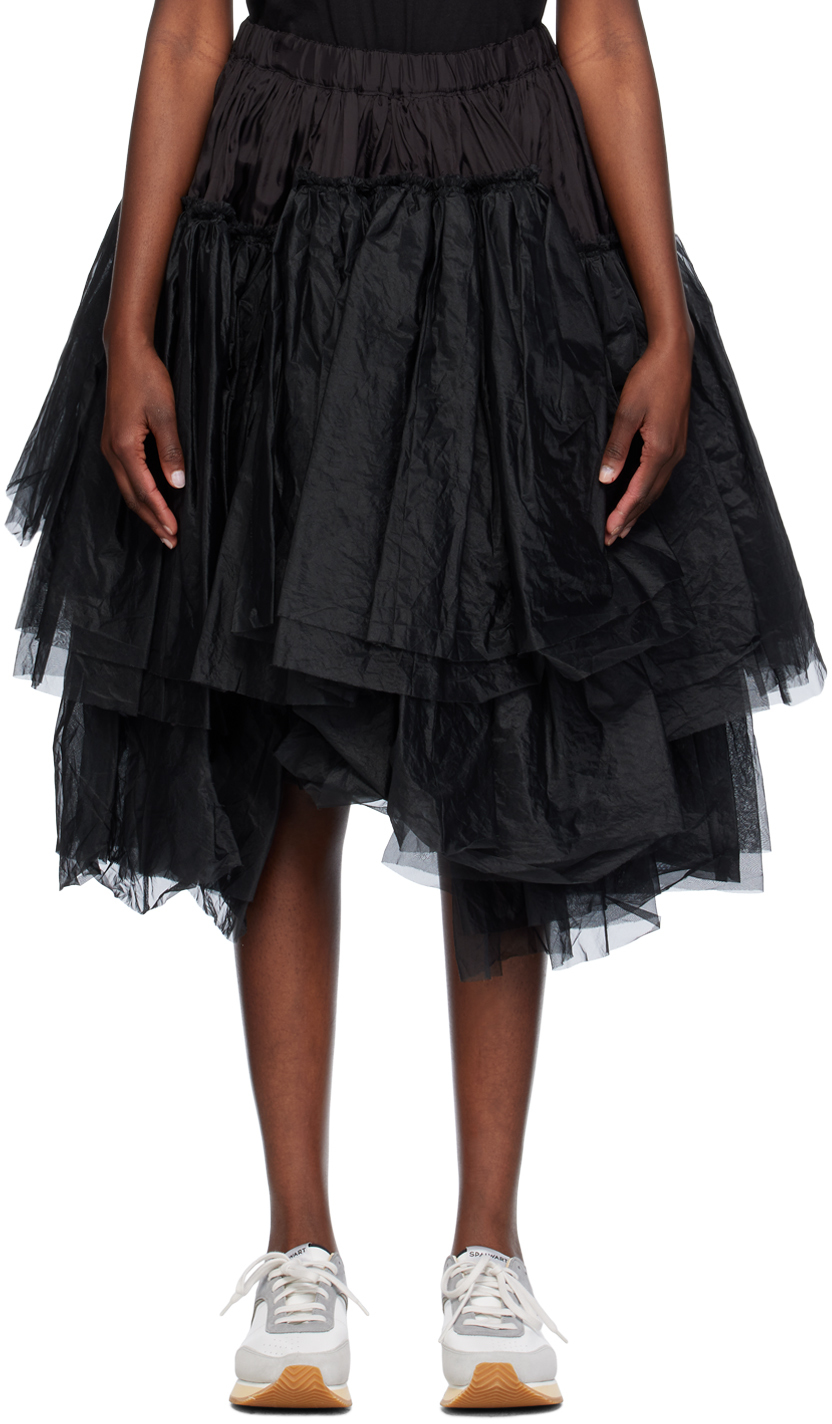 Shop Comme Des Garçons Comme Des Garçons Black Tiered Midi Skirt In 1 Black