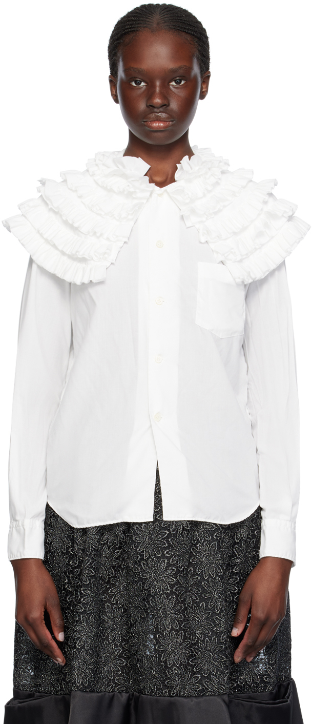 Shop Comme Des Garçons Comme Des Garçons White Ruffled Shirt In 2 White