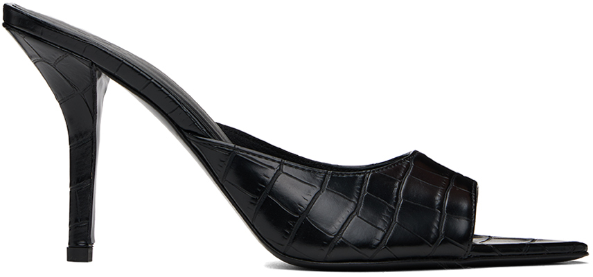 GIABORGHINI Black Perni 04 Croc Heeled Sandals
