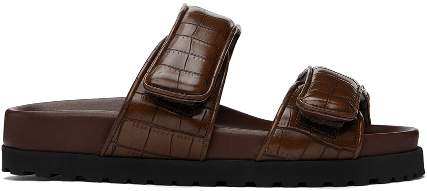 Shop Gia Borghini Brown Perni 11 Croc Sandals In 4545 Chocolate