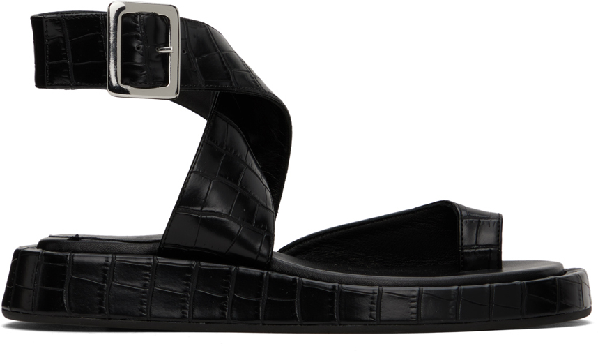 GIABORGHINI Black Roxanne Croc Sandals
