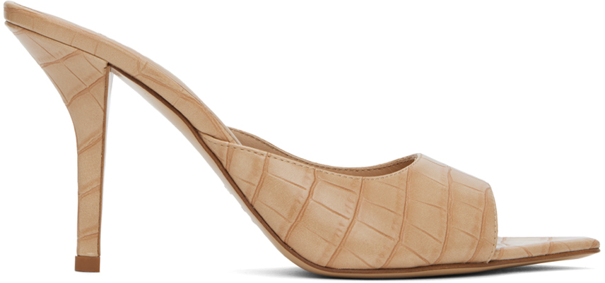 Gia Borghini Beige Perni 04 Croc Heeled Sandals In 4505 Sand