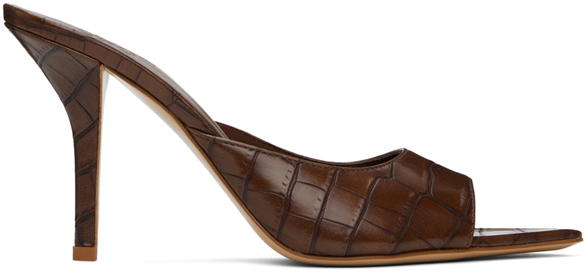 GIABORGHINI Brown Perni 04 Croc Heeled Sandals