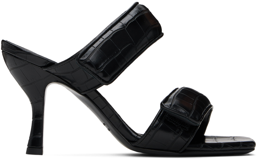 GIABORGHINI Black Perni 03 Croc Heeled Sandals