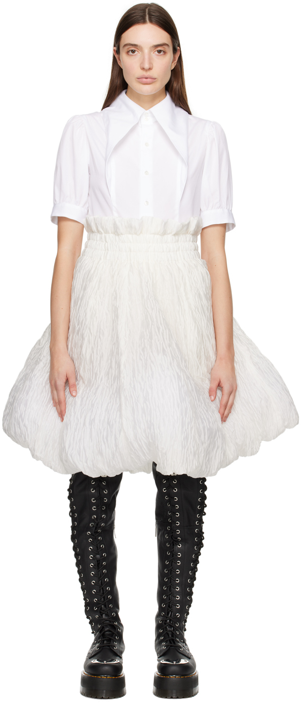 Shop Noir Kei Ninomiya Off-white Bubble Hem Midi Skirt In 2 White