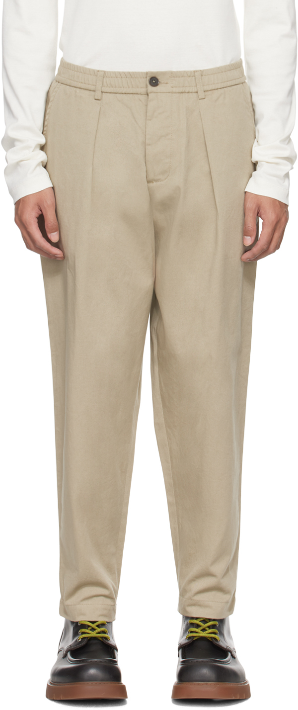 Universal Works Beige Pleated Trousers In Stone