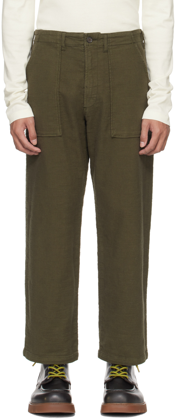Shop Universal Works Khaki Fatigue Trousers In Olive