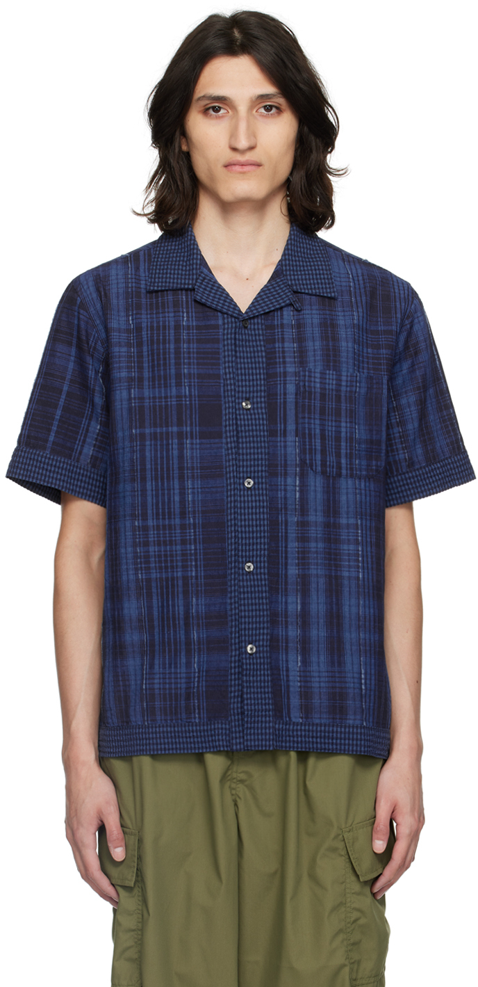 Universal Works: Indigo Border Road Shirt | SSENSE